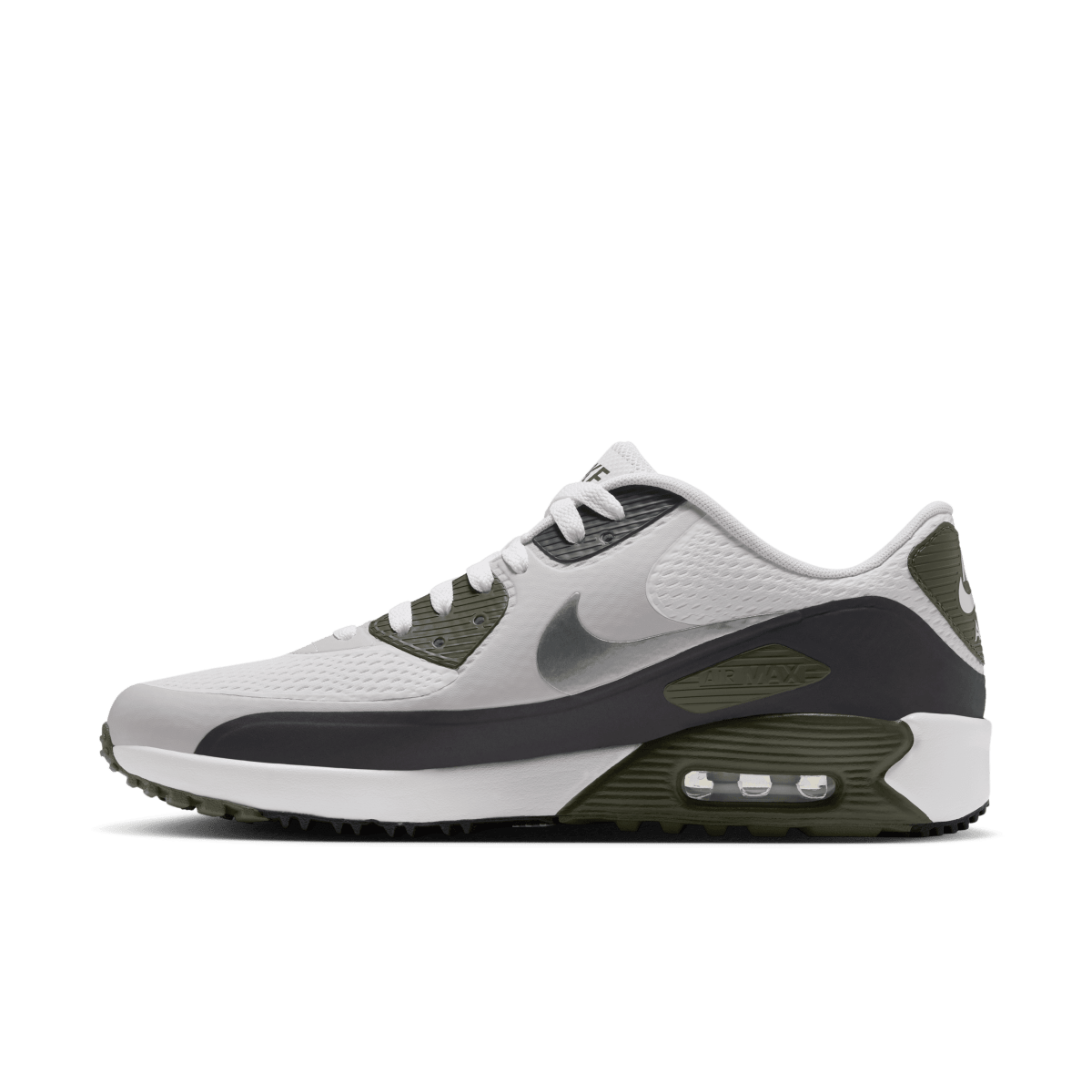 Nike Air Max 90 G Golf Shoe - White / Metallic Silver / Medium Olive