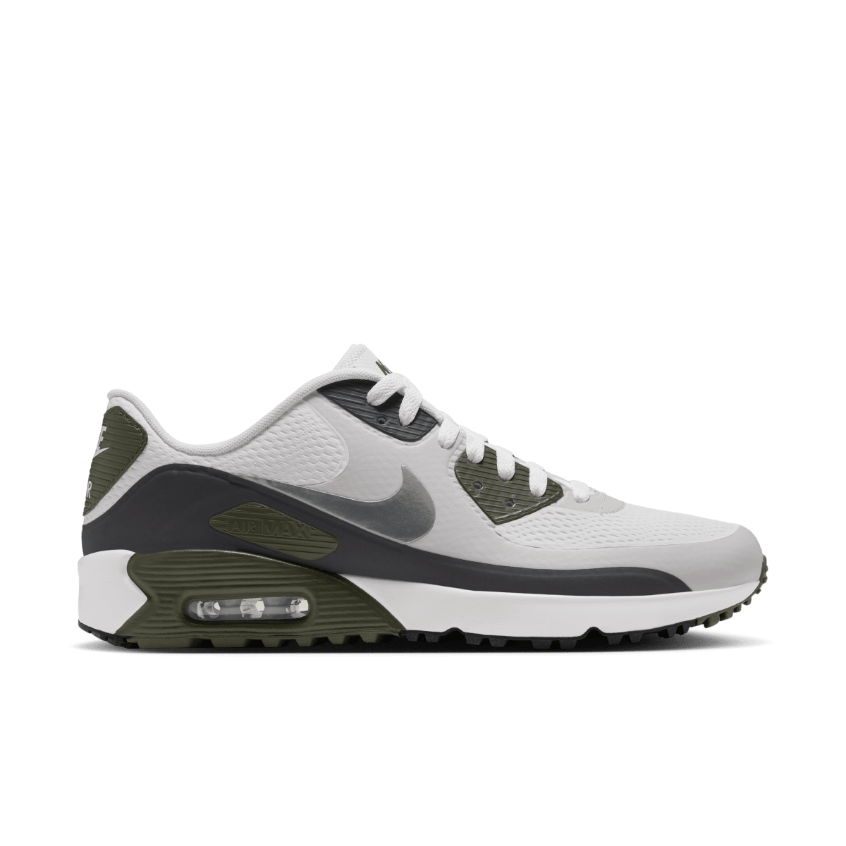 Nike Air Max 90 G Golf Shoe - White / Metallic Silver / Medium Olive