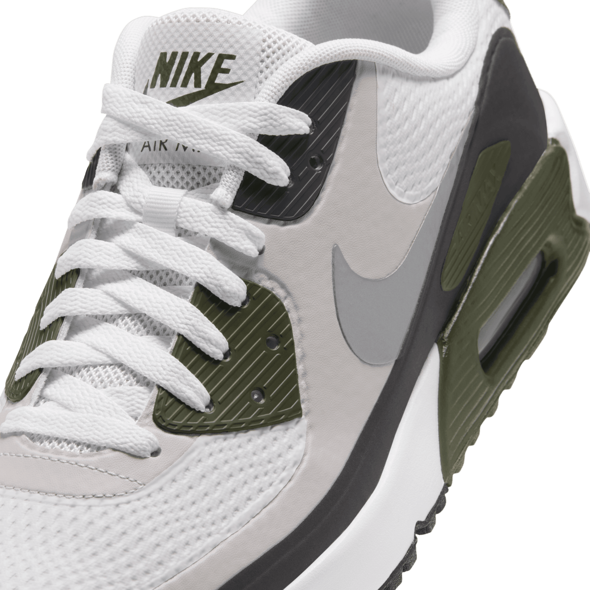 Nike Air Max 90 G Golf Shoe - White / Metallic Silver / Medium Olive