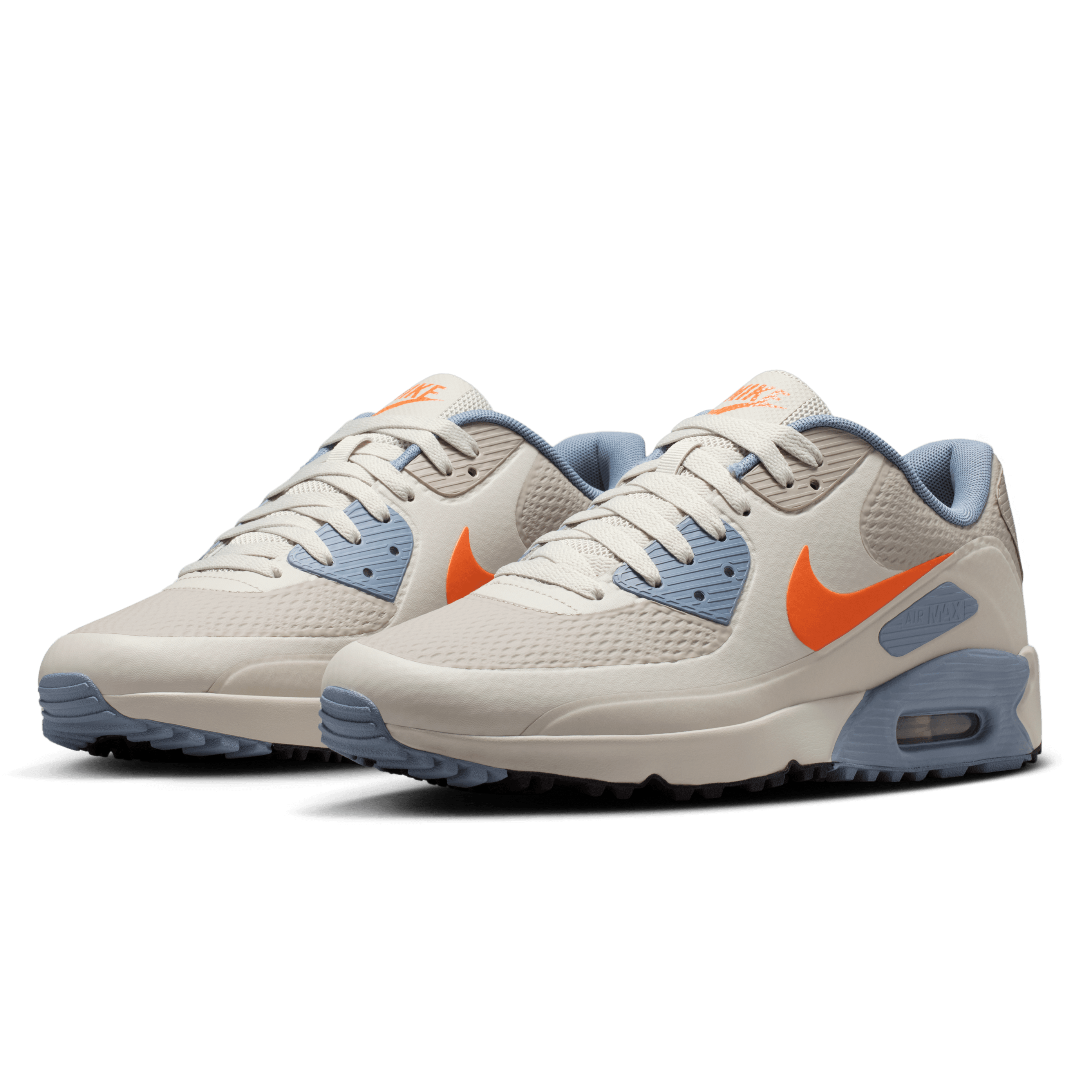Nike Air Max 90G Spikeless Golf Shoe - Moon Particle / Safety Orange / Light Bone