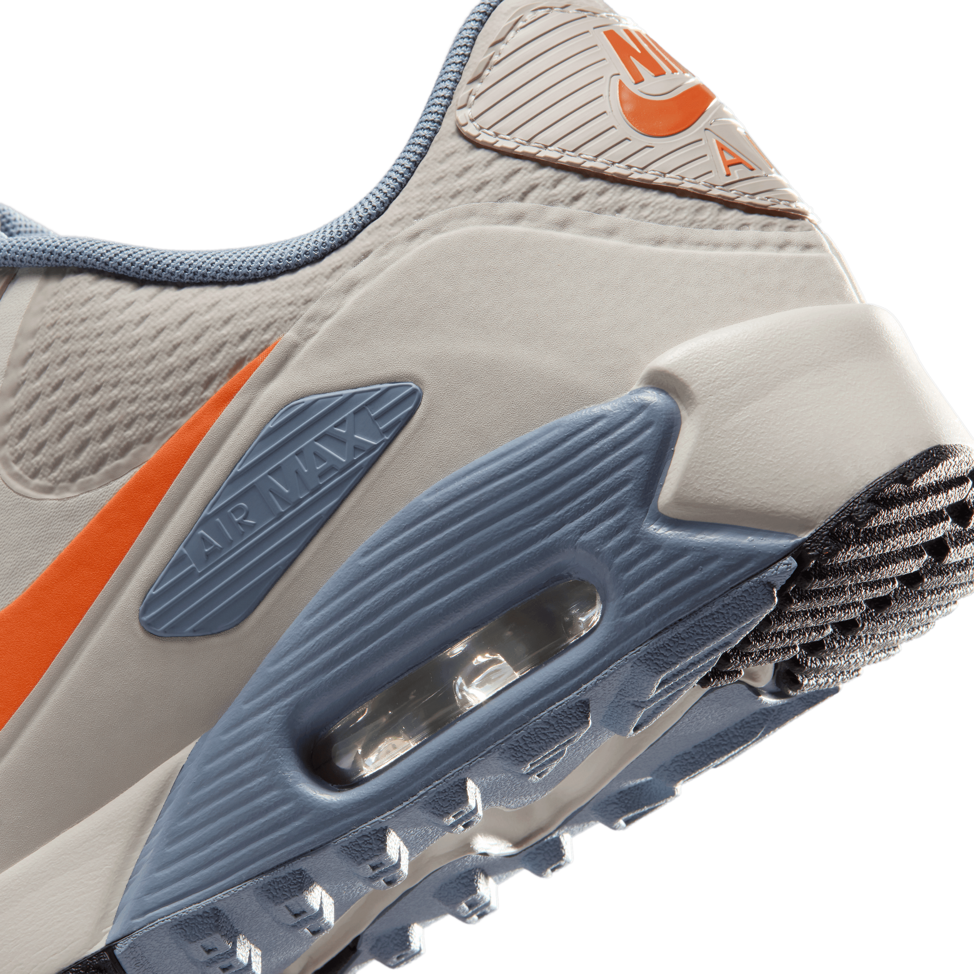 Nike Air Max 90G Spikeless Golf Shoe - Moon Particle / Safety Orange / Light Bone