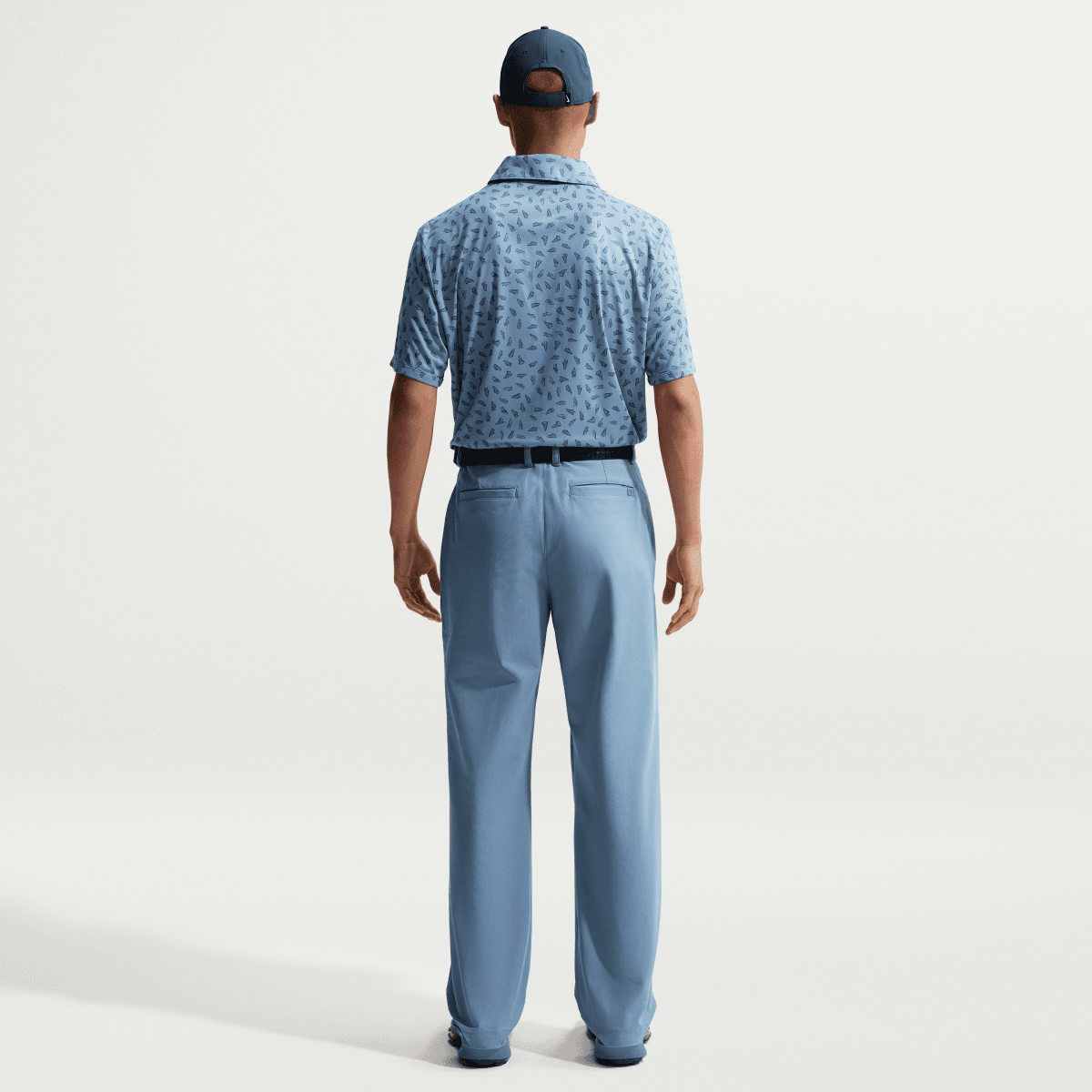Nike Par 5 Shoe Print Dri Fit Mens Golf Polo Shirt - Work Blue - Nike Golf