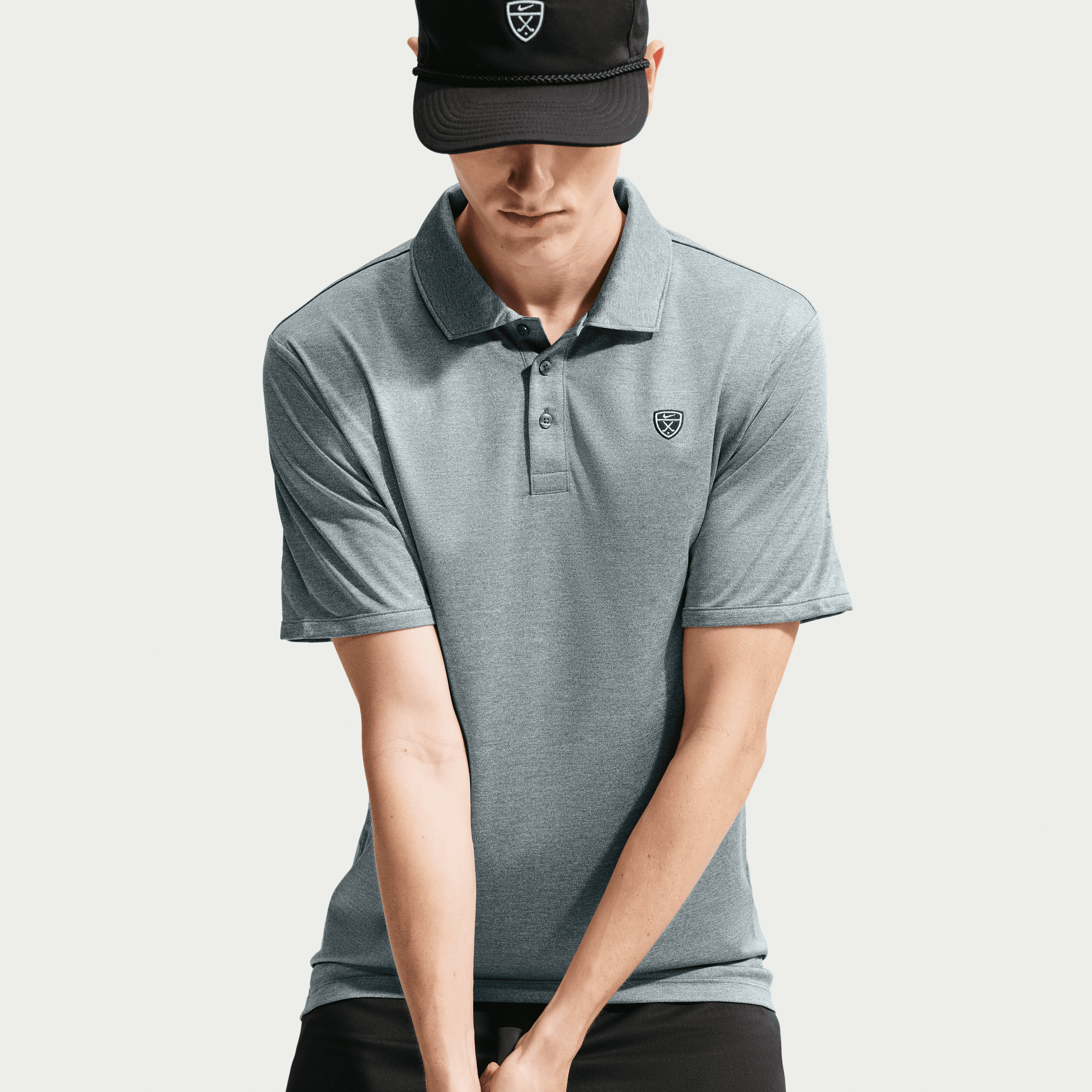 Nike Dri-Fit Par 5 Solid Mens Golf Polo Shirt - Grey