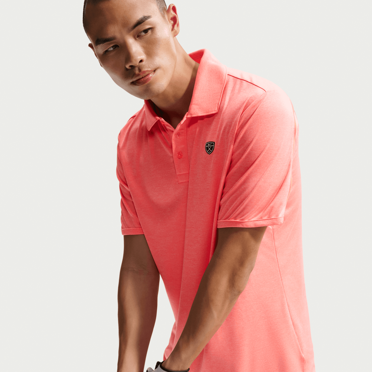 Nike Dri - Fit Par 5 Heather Mens Golf Polo Shirt - Hot Lava - Nike Golf