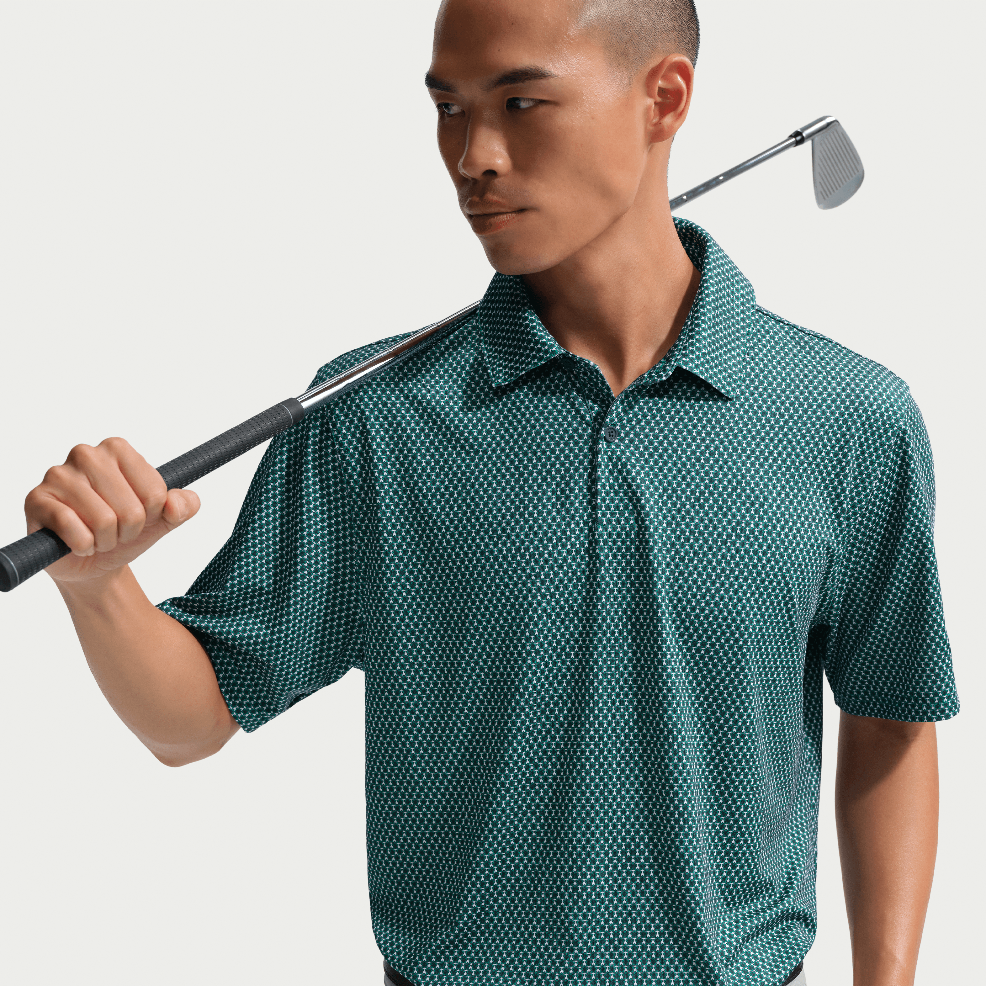 Nike Golf Velocity Dri-FIT Floral Golf Polo Mens Polo Shirt - Malachite / College Navy