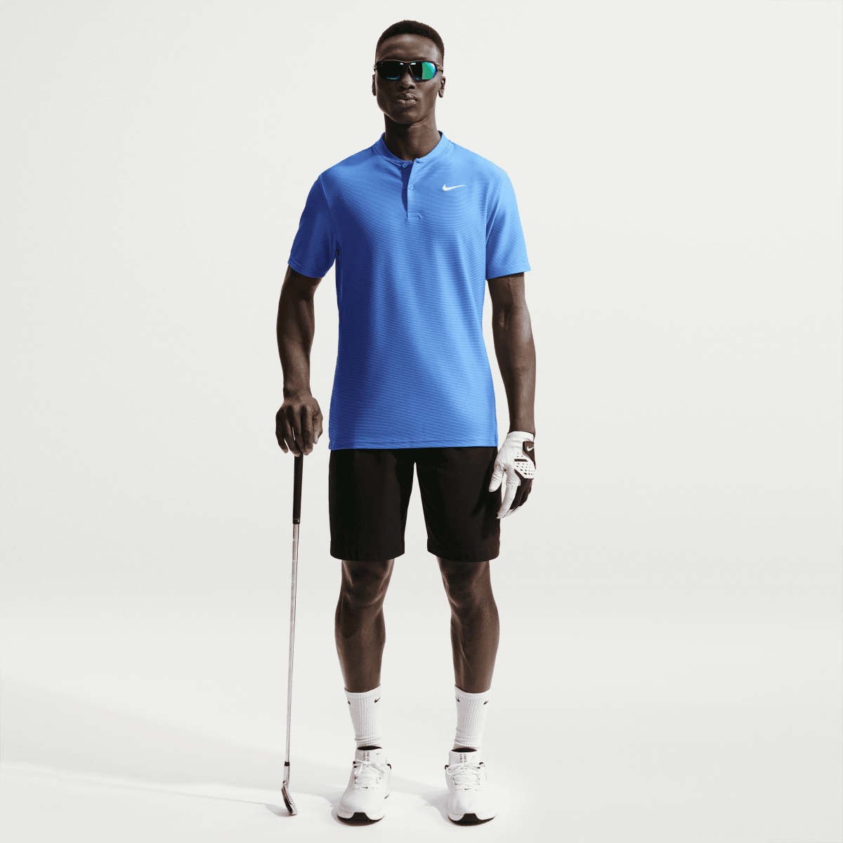 Nike Dri - Fit Velocity Blade Mens Golf Polo Shirt - Pacific Blue / White - Nike Golf