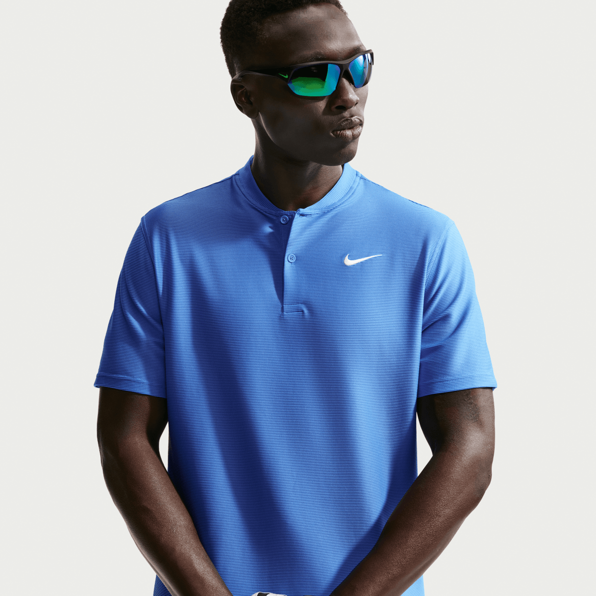 Nike Dri - Fit Velocity Blade Mens Golf Polo Shirt - Pacific Blue / White - Nike Golf