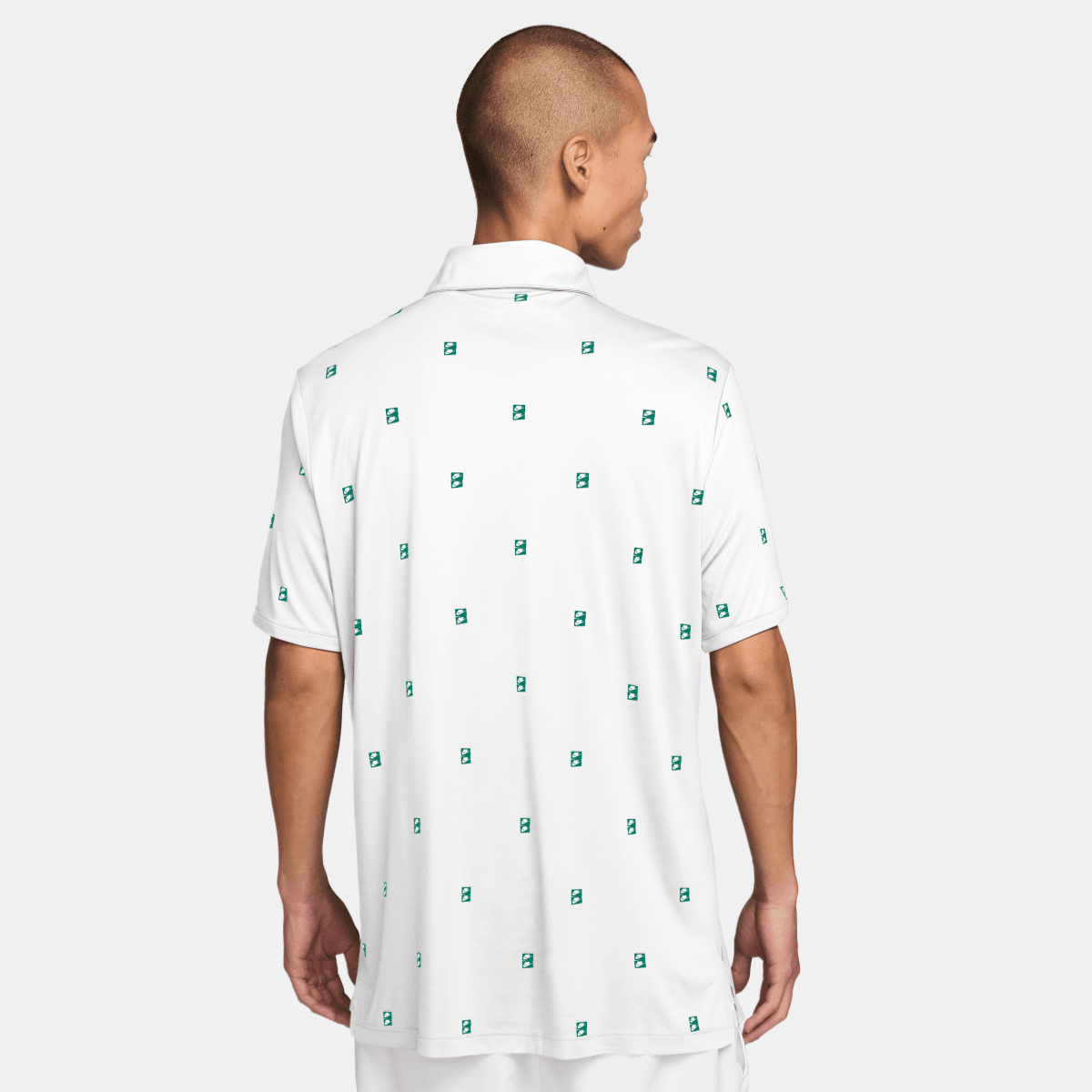 Nike Dri - FIT Par 5 Icon Stack Print Mens Golf Polo Shirt - White / Malachite - Nike Golf