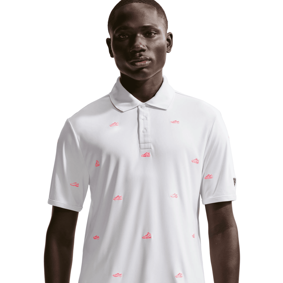 Nike Par 5 Embroidered Mens Golf Polo Shirt - White / Hot Lave - Nike Golf