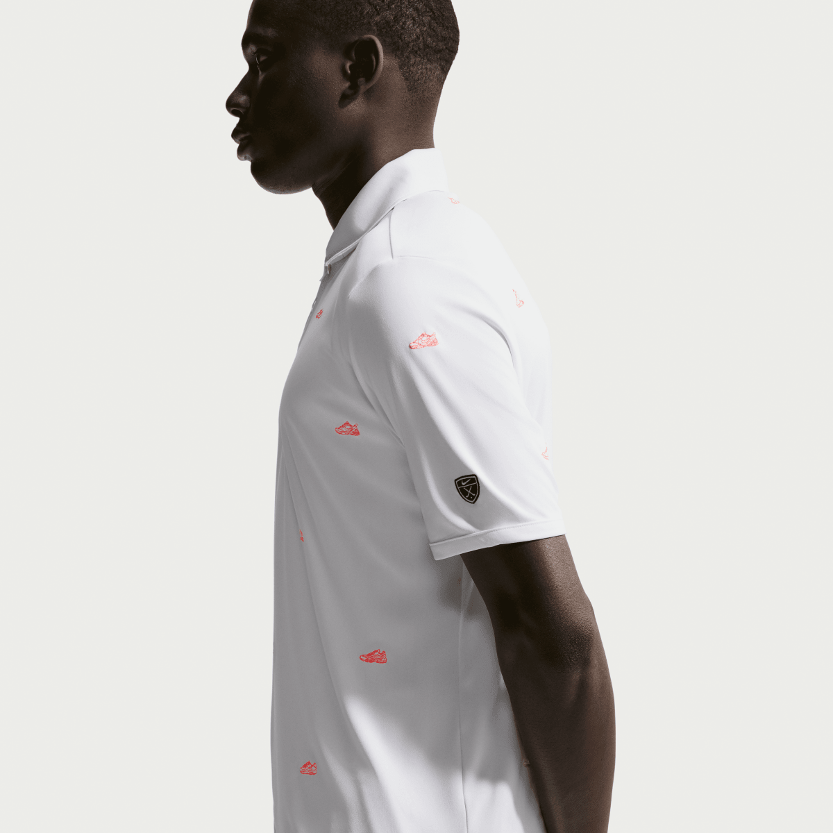 Nike Par 5 Embroidered Mens Golf Polo Shirt - White / Hot Lave - Nike Golf
