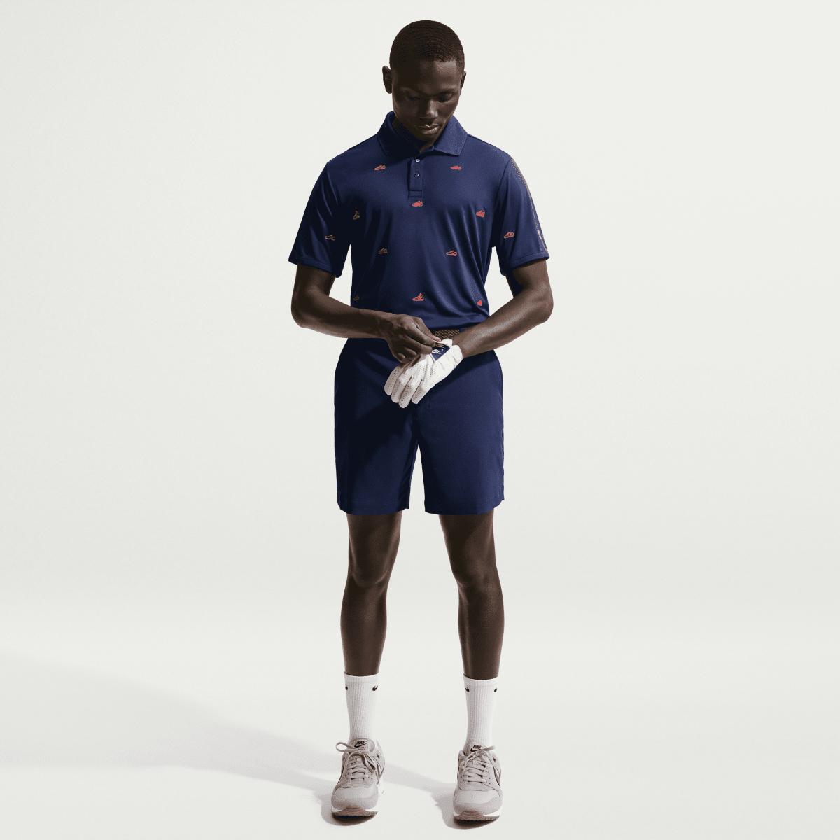 Nike Par 5 Embroidered Mens Golf Polo Shirt - College Navy / Hot Lave - Nike Golf