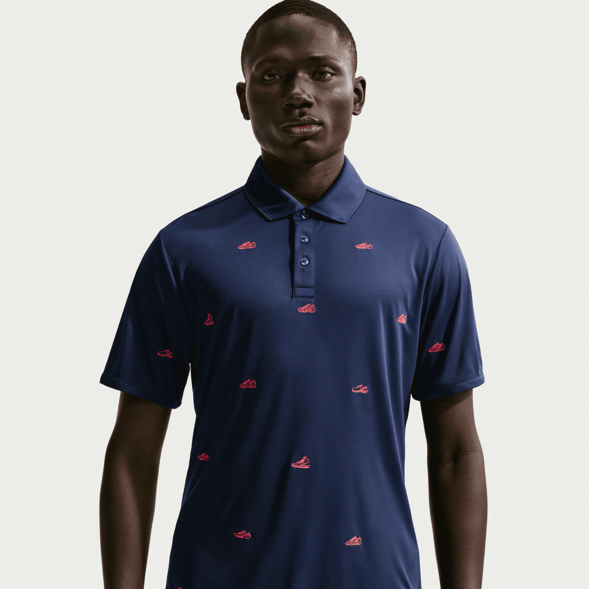 Nike Par 5 Embroidered Mens Golf Polo Shirt - College Navy / Hot Lave - Nike Golf