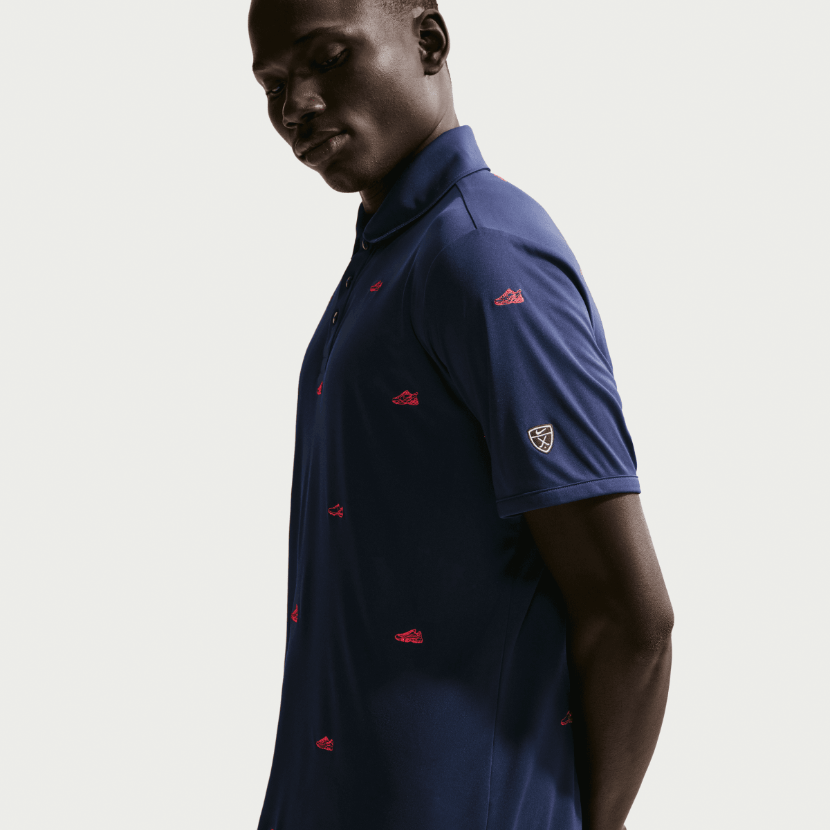 Nike Par 5 Embroidered Mens Golf Polo Shirt - College Navy / Hot Lave - Nike Golf