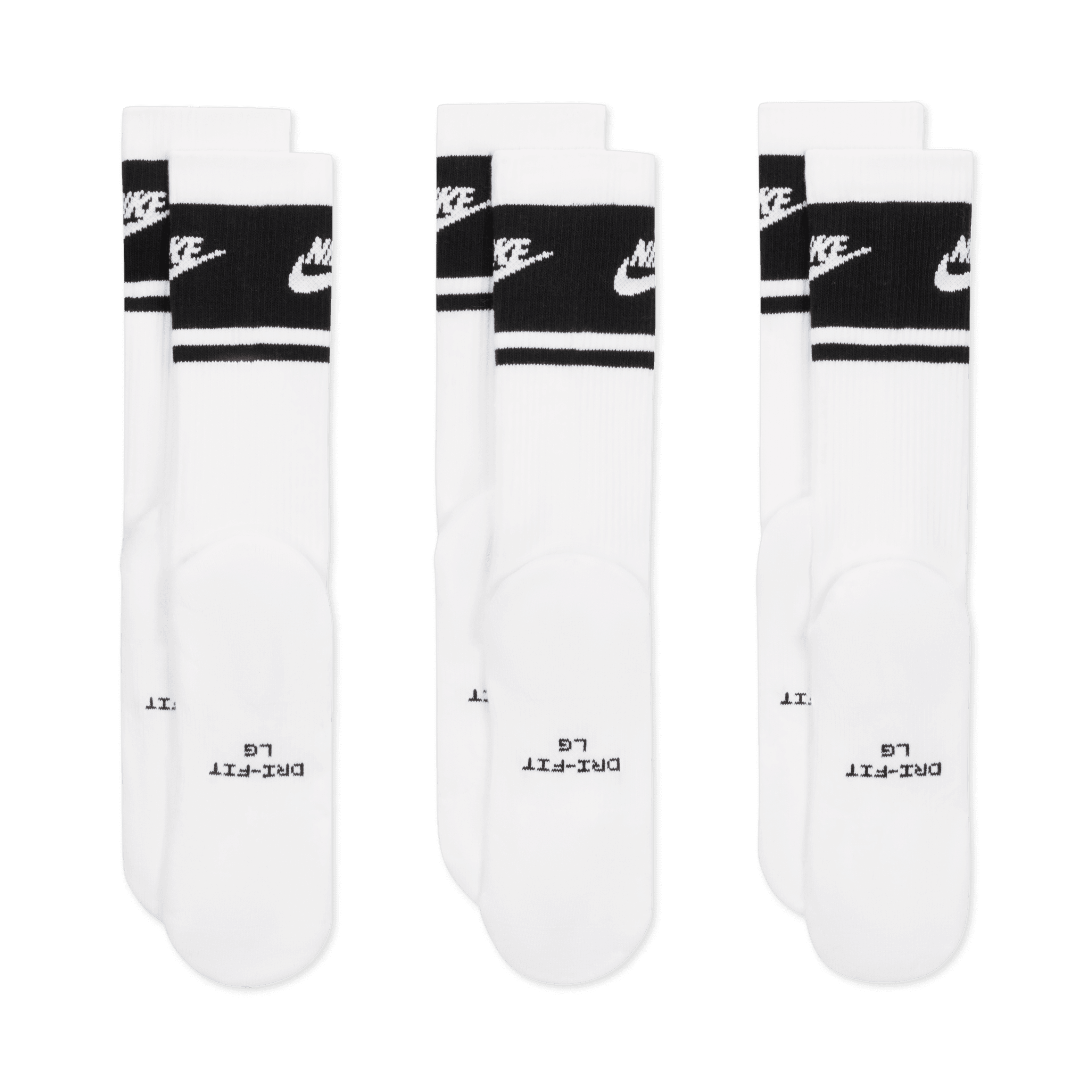 Nike Everyday Elevated Crew Socks (3 Pack) - White / Black