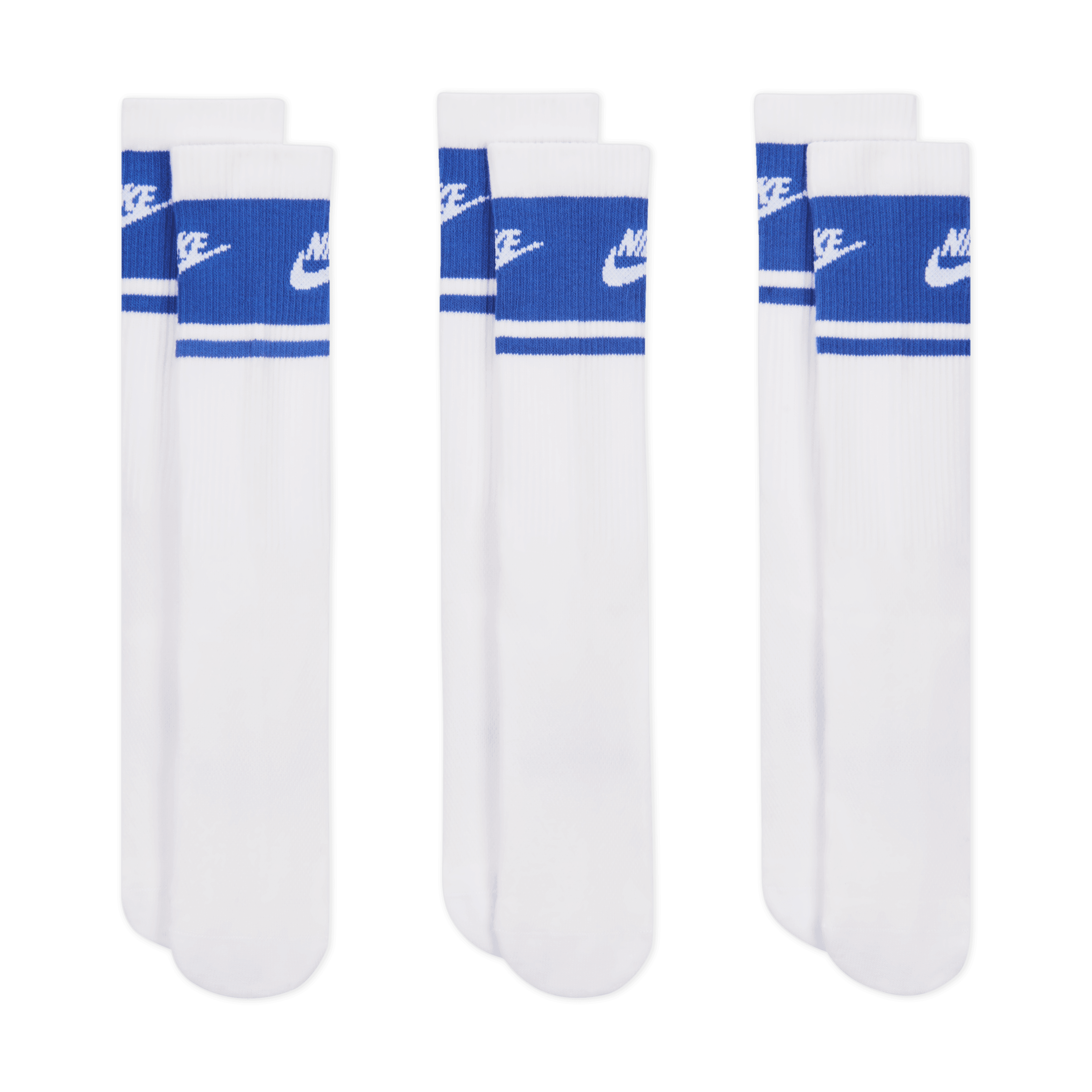 Nike Everyday Elevated Crew Socks (3 Pack) - White / Blue