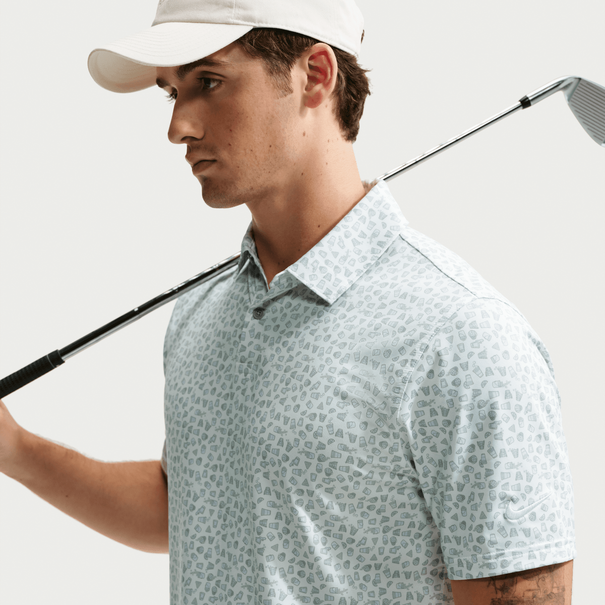 Nike Golf Velocity Micro Print Mens Polo Shirt - Baltic Blue / White - Nike Golf