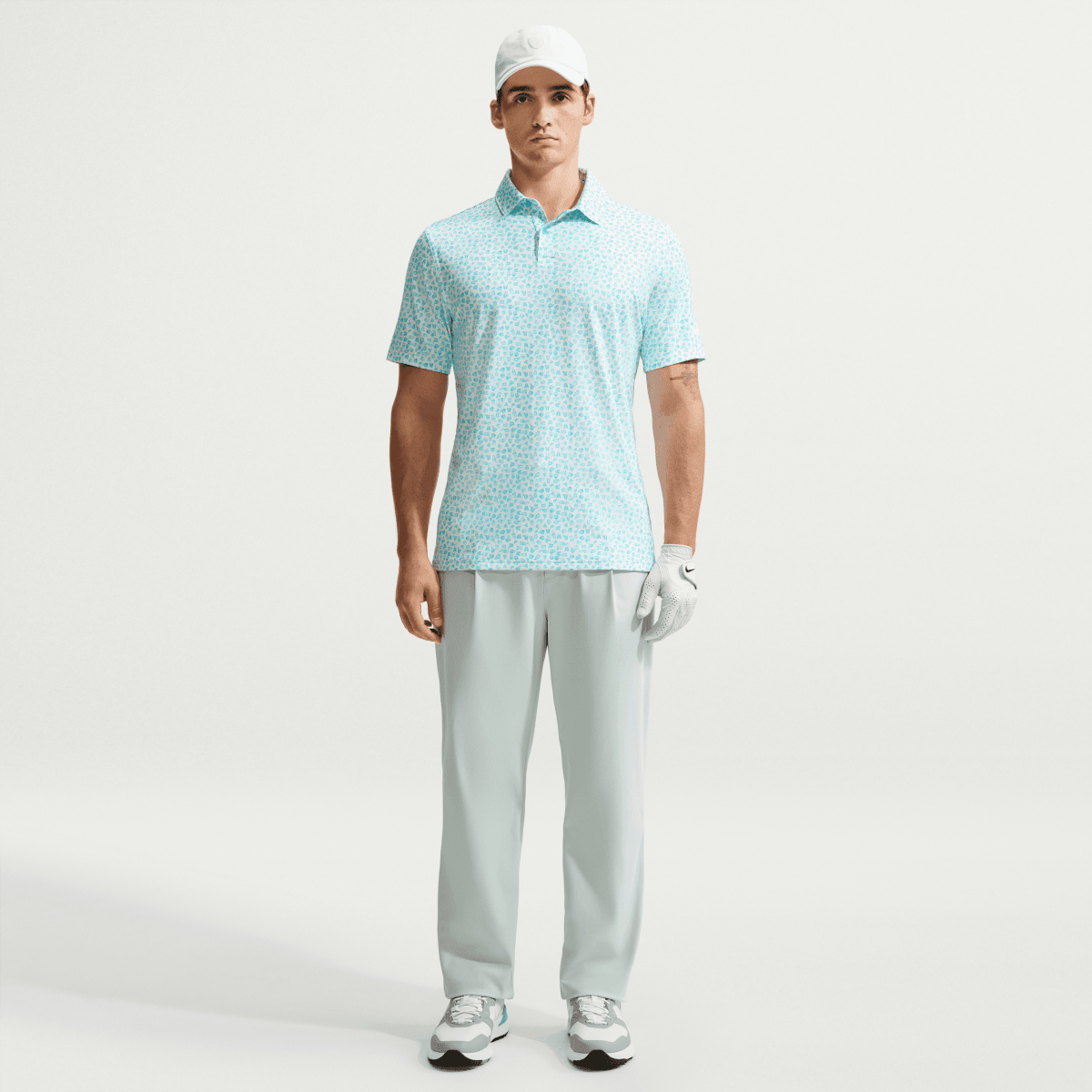 Nike Golf Velocity Micro Print Mens Polo Shirt - Jade Horizon / White - Nike Golf