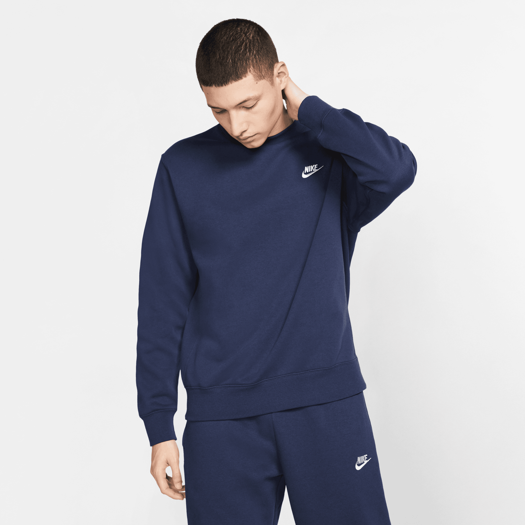 Nike NSW Club Crew Pullover - Midnight Navy / White