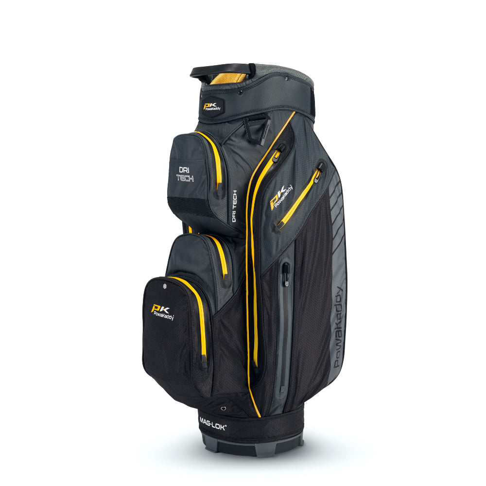 Powakaddy 2024 Dri Tech Cart Bag - Black / Gun Metal / Yellow