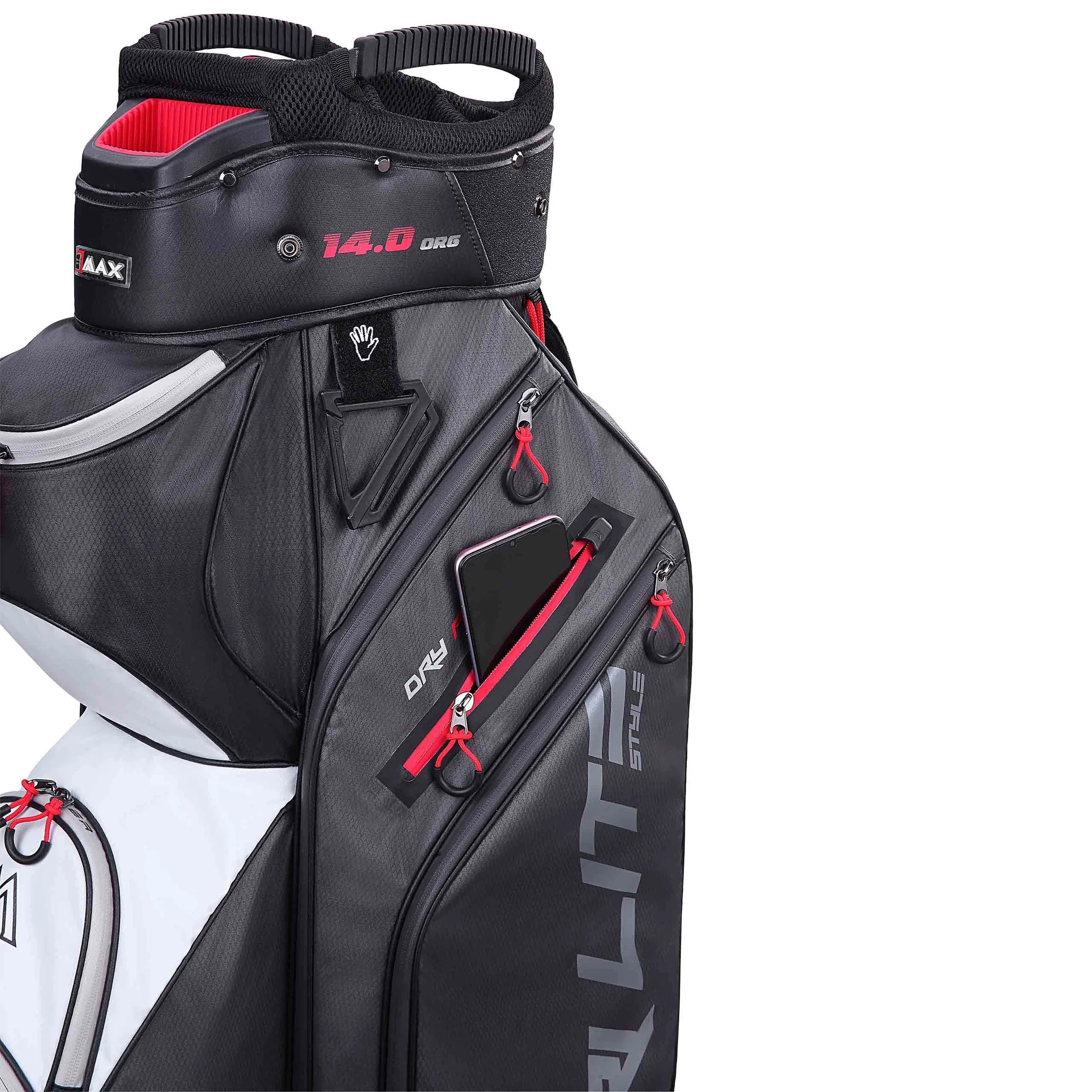 Big Max Dri Lite Style Golf Cart Bag - Charcoal / Black / White / Red