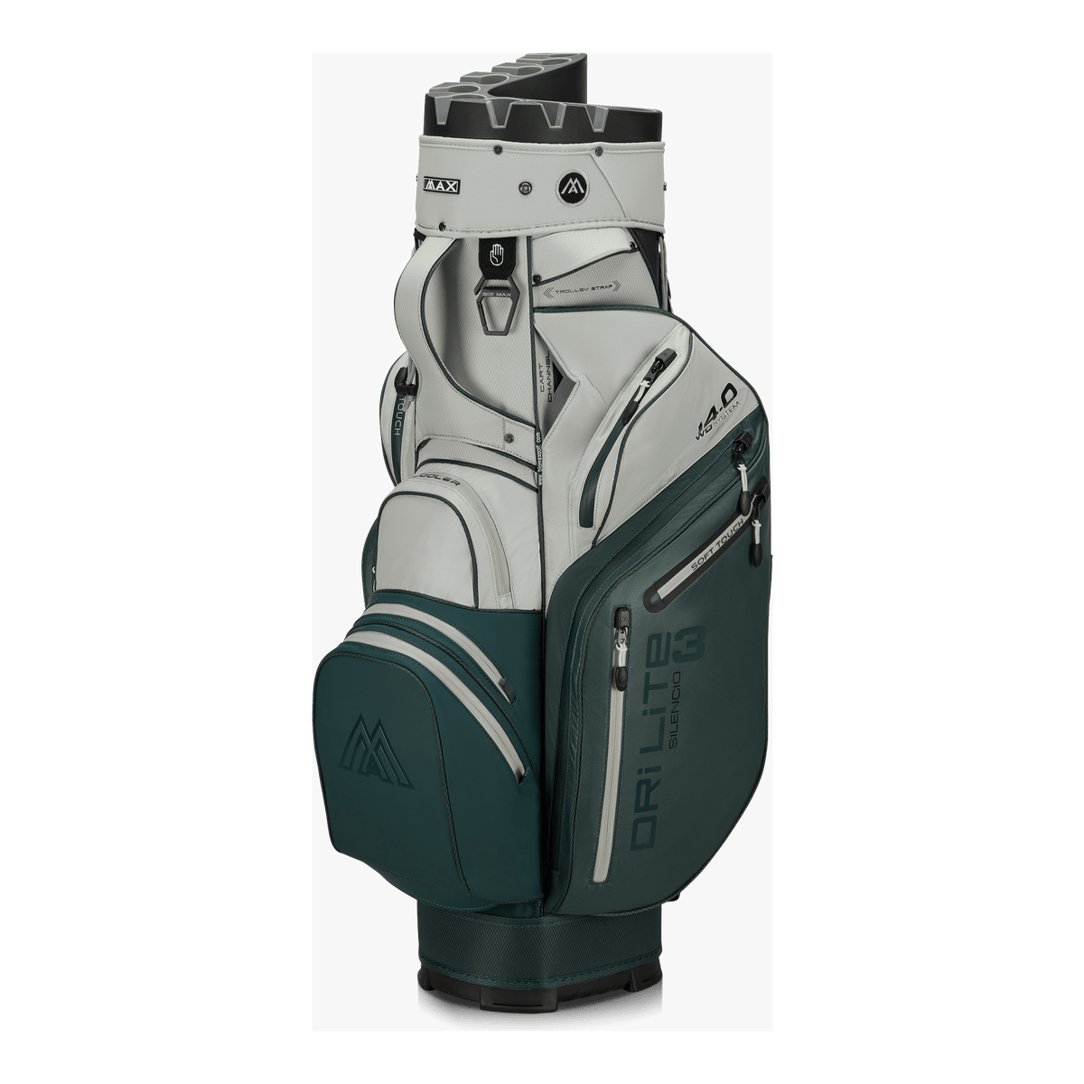 Big Max Dri Lite Silencio 3 Organiser Golf Cart Bag - Forest Green / Off White