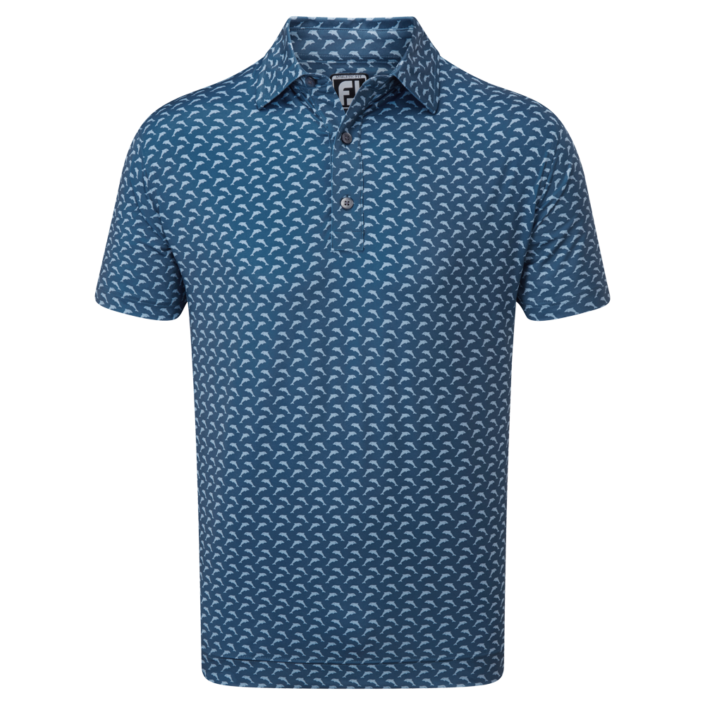 FootJoy Leaping Dolphins Print Lisle Mens Golf Shirt