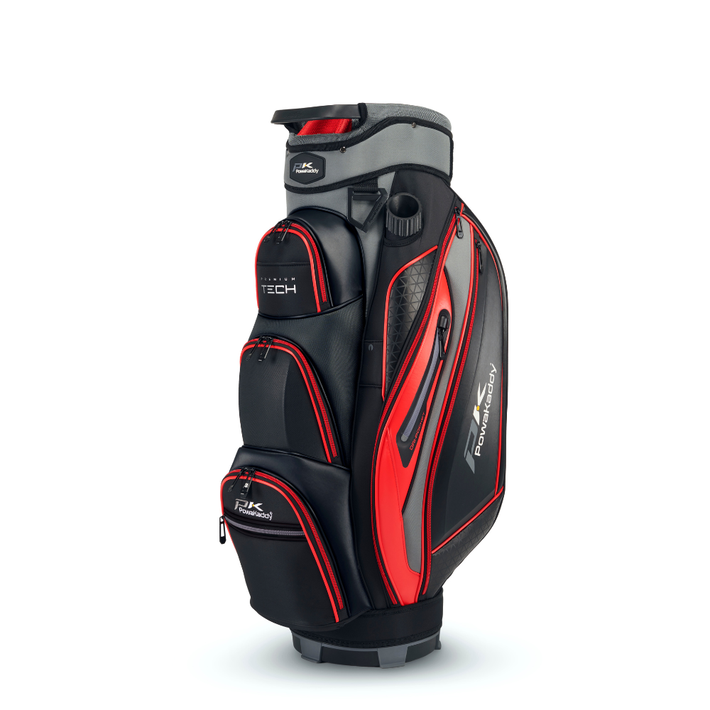 PowaKaddy Premium Tech Golf Bag - Gun Metal / Red