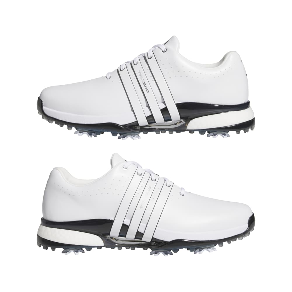 adidas Tour 360 Spiked Golf Shoes - White / Core Black / Blue