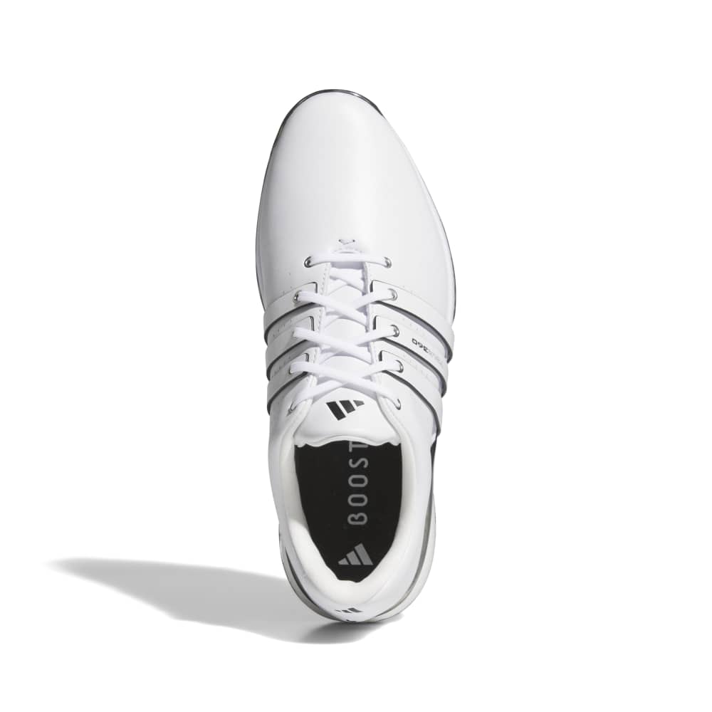 adidas Tour 360 Spiked Golf Shoes - White / Core Black / Blue