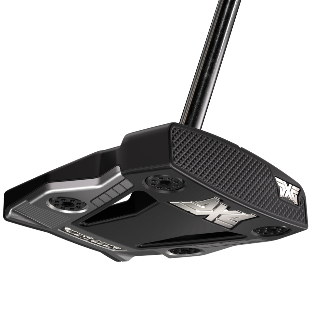 Golf putter head with a white background