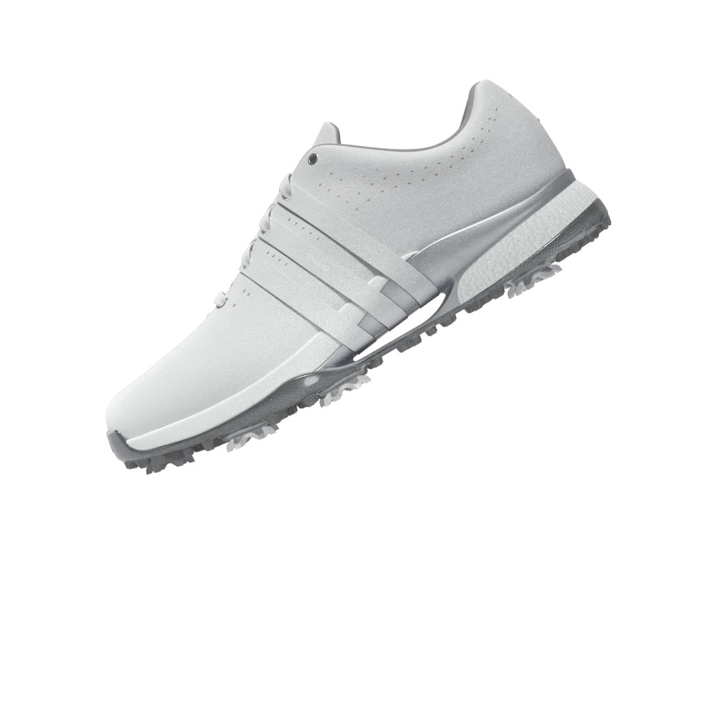 adidas Tour 360 Spiked Golf Shoes - White / White / Silver Metallic