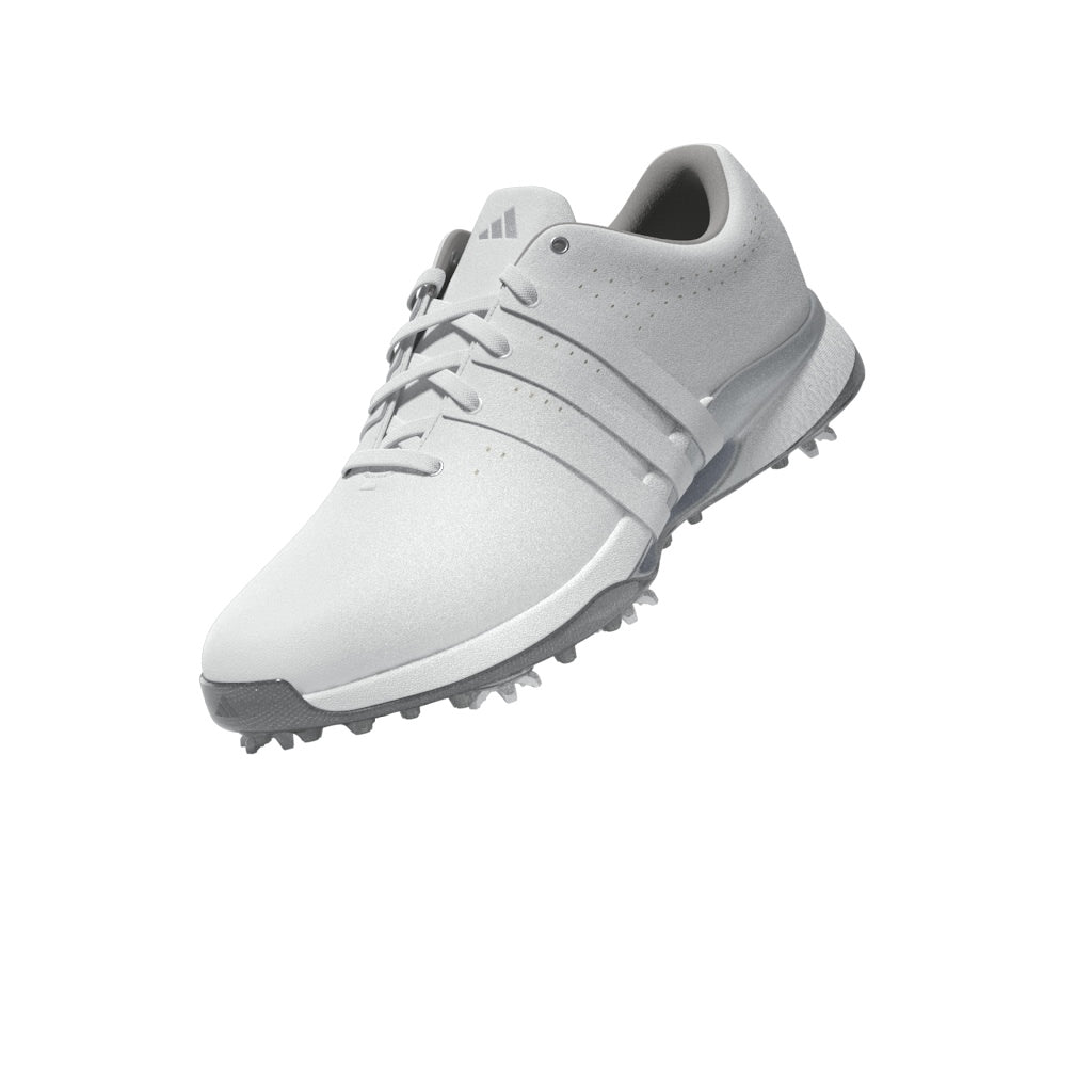 adidas Tour 360 Spiked Golf Shoes - White / White / Silver Metallic