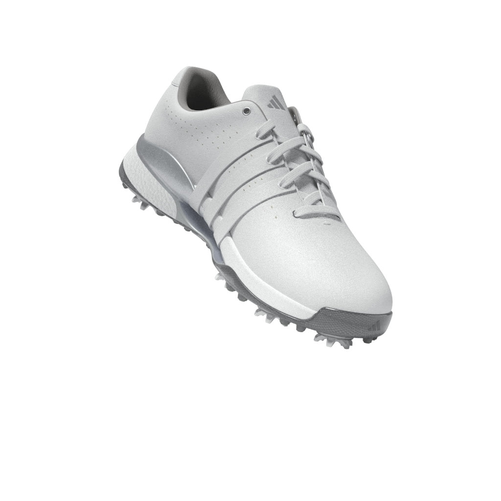 adidas Tour 360 Spiked Golf Shoes - White / White / Silver Metallic