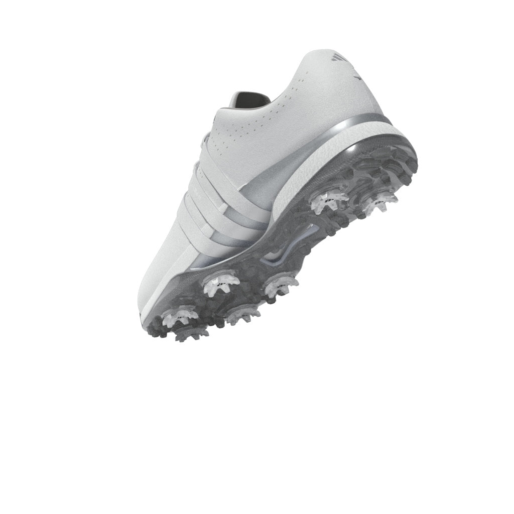 adidas Tour 360 Spiked Golf Shoes - White / White / Silver Metallic