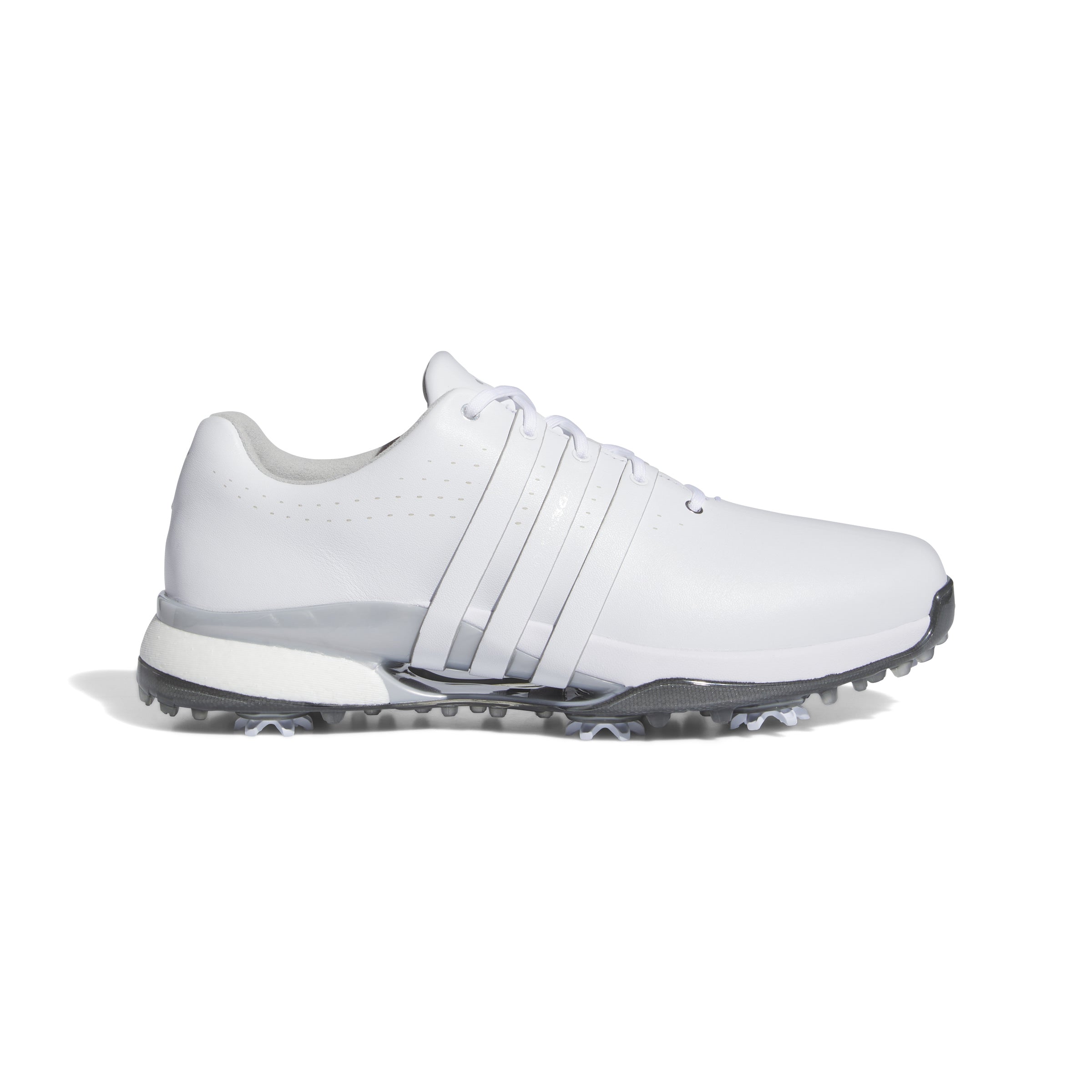 adidas Tour 360 Spiked Golf Shoes - White / White / Silver Metallic