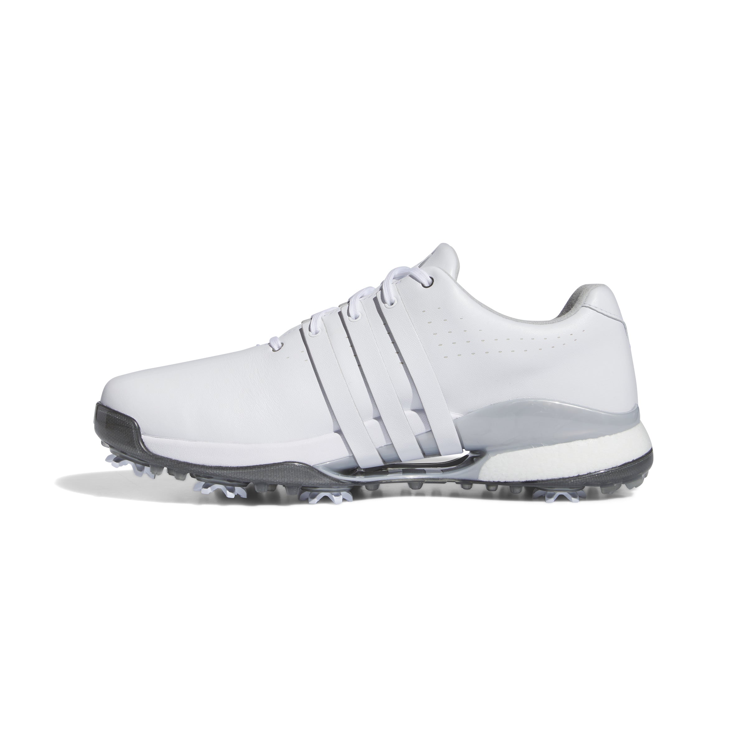 adidas Tour 360 Spiked Golf Shoes - White / White / Silver Metallic