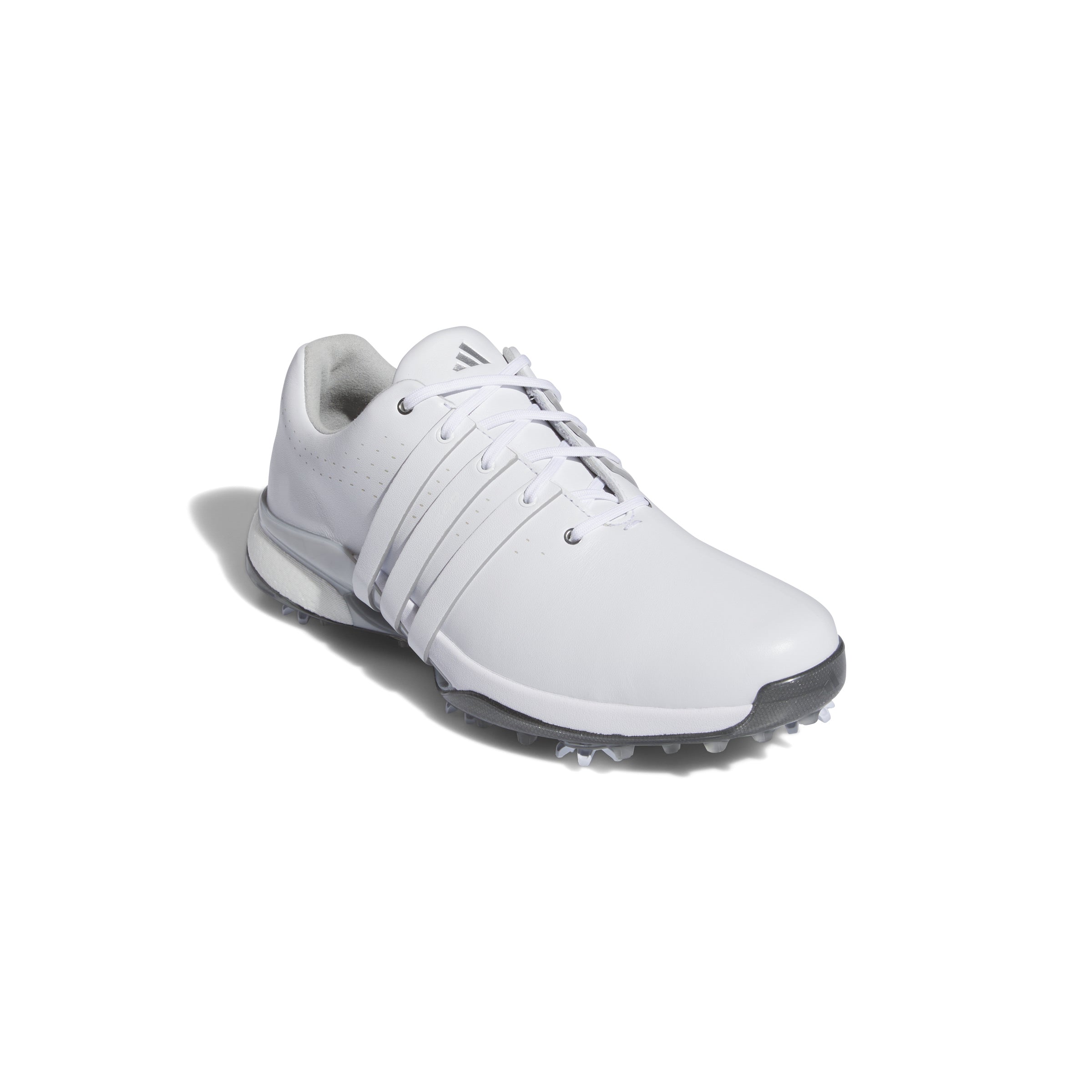 adidas Tour 360 Spiked Golf Shoes - White / White / Silver Metallic