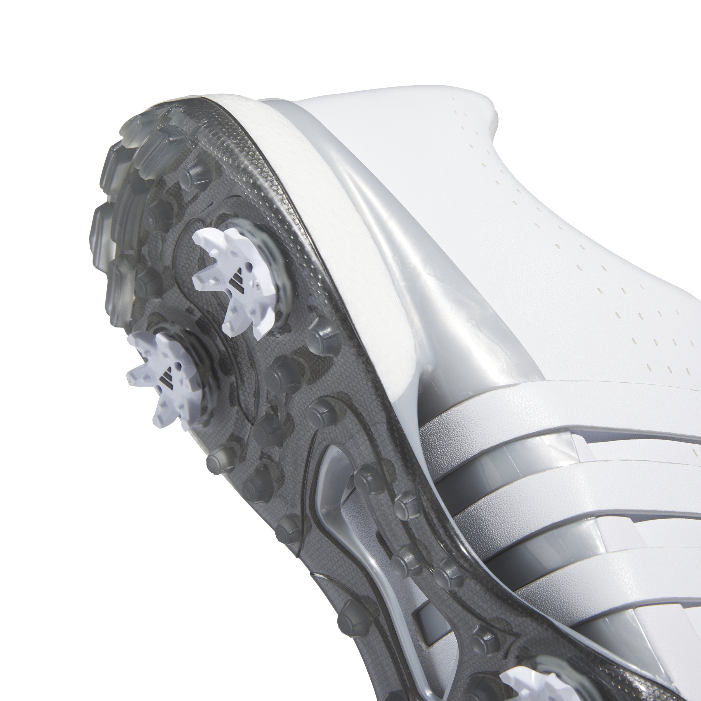 adidas Tour 360 Spiked Golf Shoes - White / White / Silver Metallic