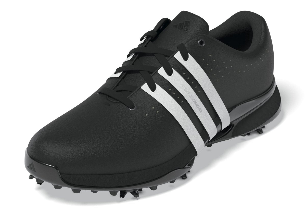 adidas Tour 360 Spiked Golf Shoes - Black / White - adidas