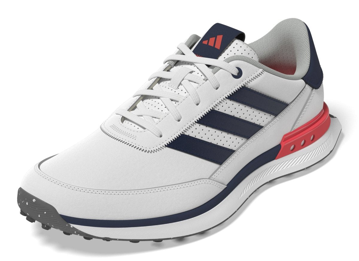 adidas S2G Leather Spikeless Golf Shoes - Cloud White / Collegiate Navy / Lucid Red - adidas