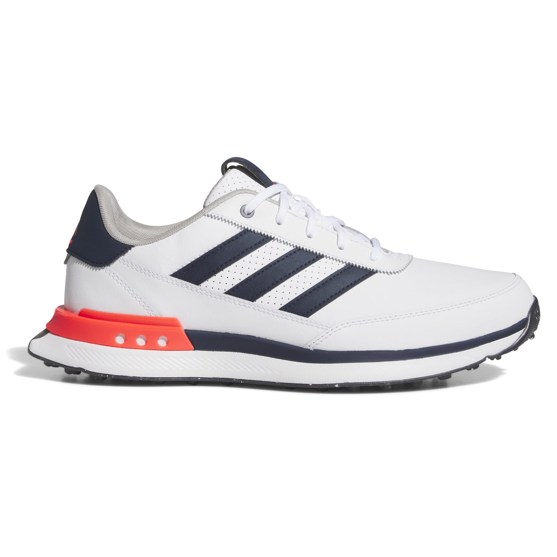 adidas S2G Leather Spikeless Golf Shoes - Cloud White / Collegiate Navy / Lucid Red