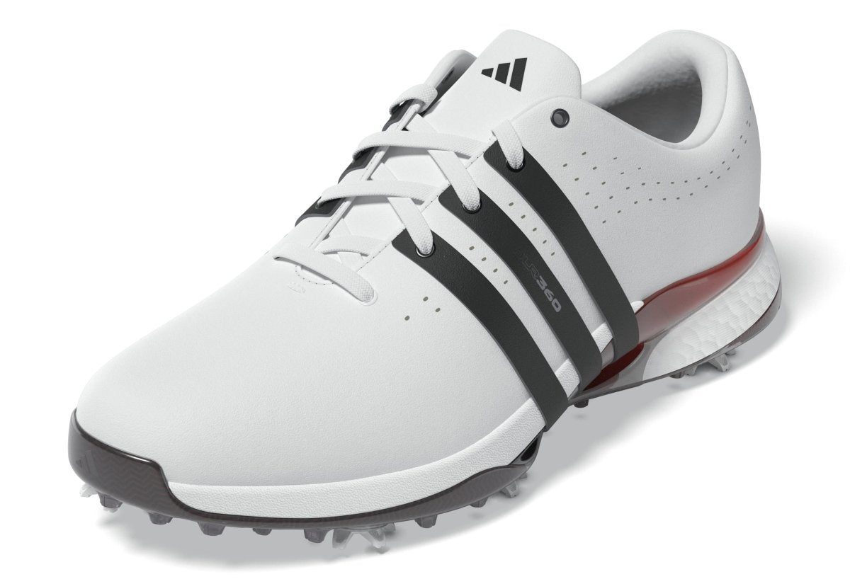 adidas Tour 360 Spiked Golf Shoes - Cloud White / Core Black / Lucid Red - adidas