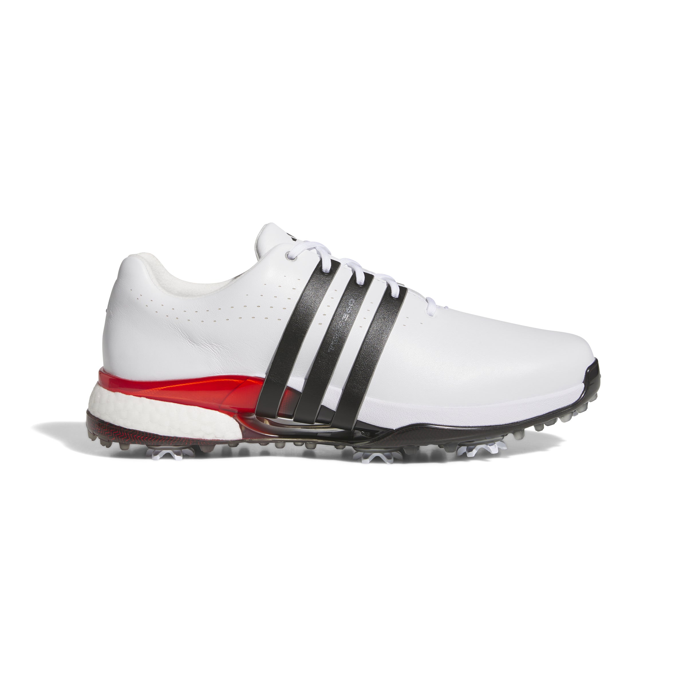 adidas Tour 360 Spiked Golf Shoes - Cloud White / Core Black / Lucid Red