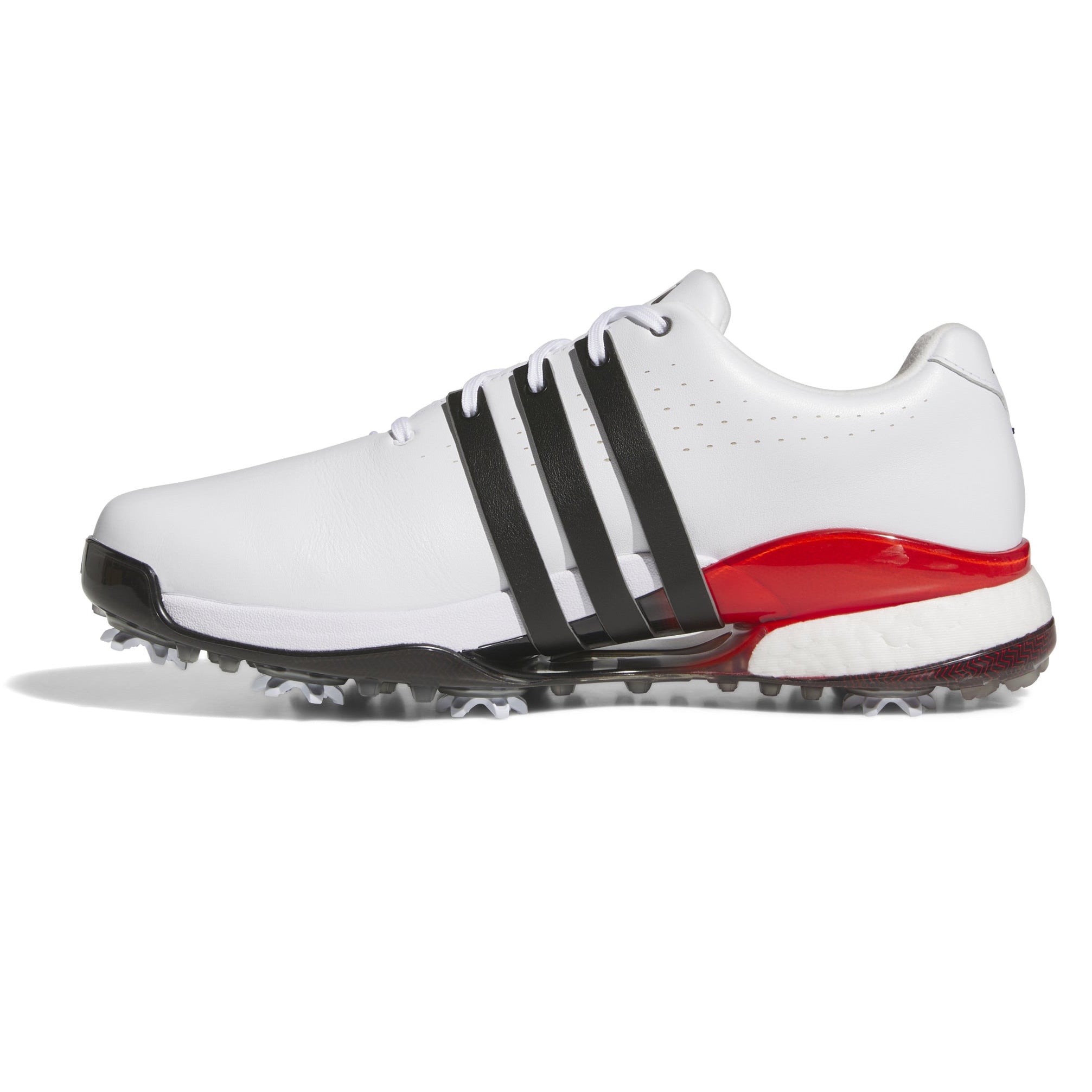 adidas Tour 360 Spiked Golf Shoes - Cloud White / Core Black / Lucid Red