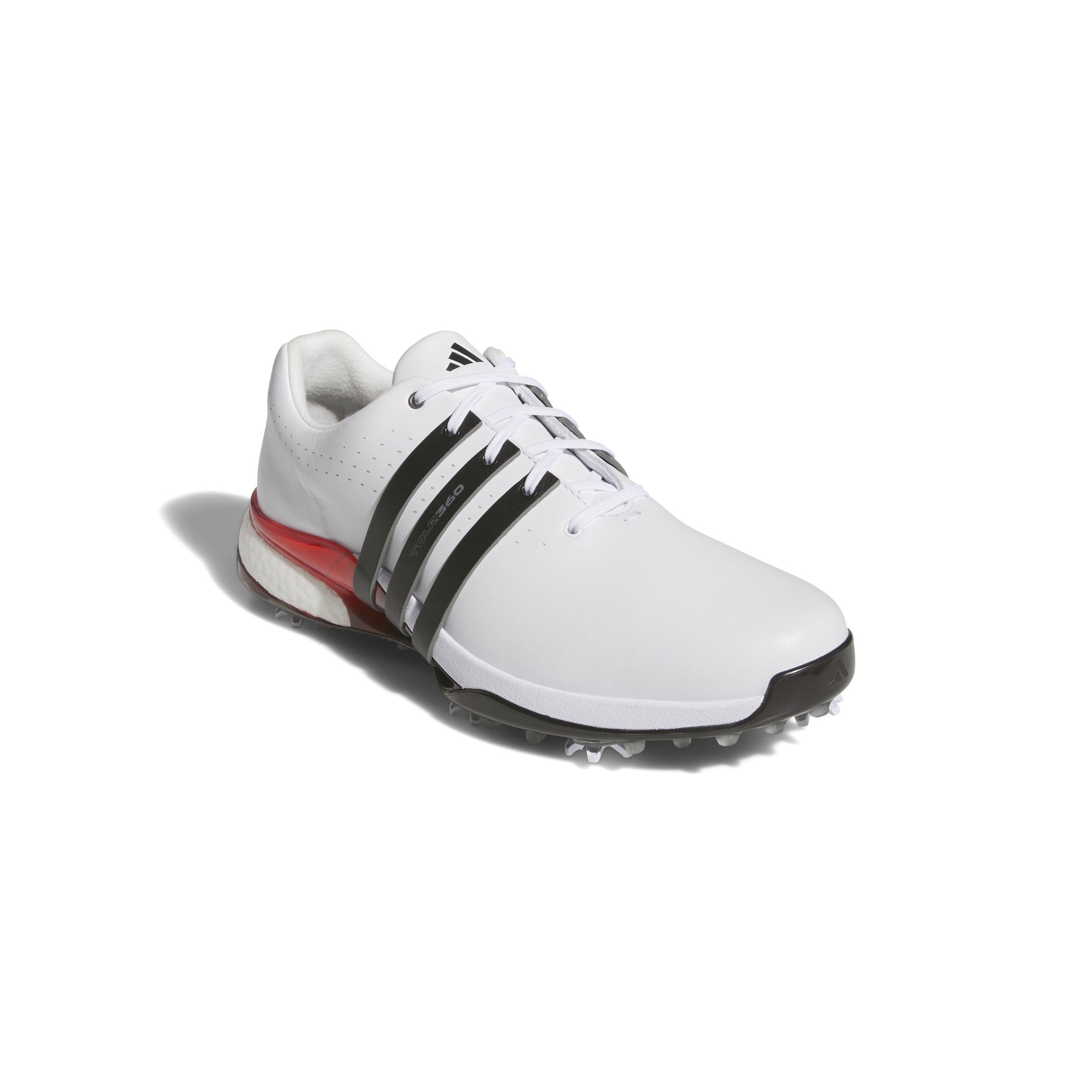 adidas Tour 360 Spiked Golf Shoes - Cloud White / Core Black / Lucid Red