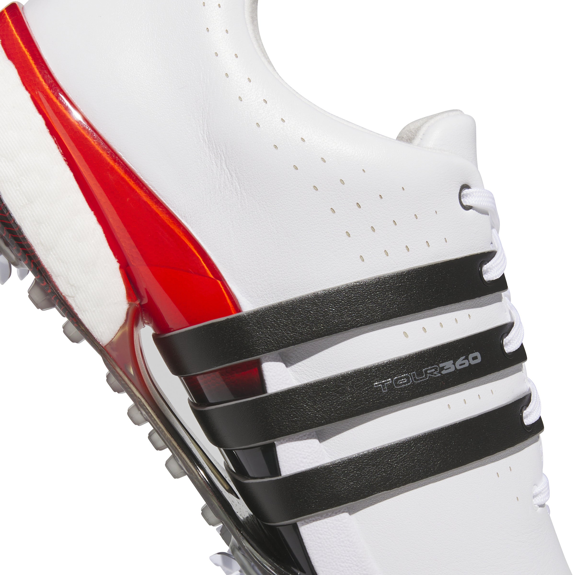 adidas Tour 360 Spiked Golf Shoes - Cloud White / Core Black / Lucid Red