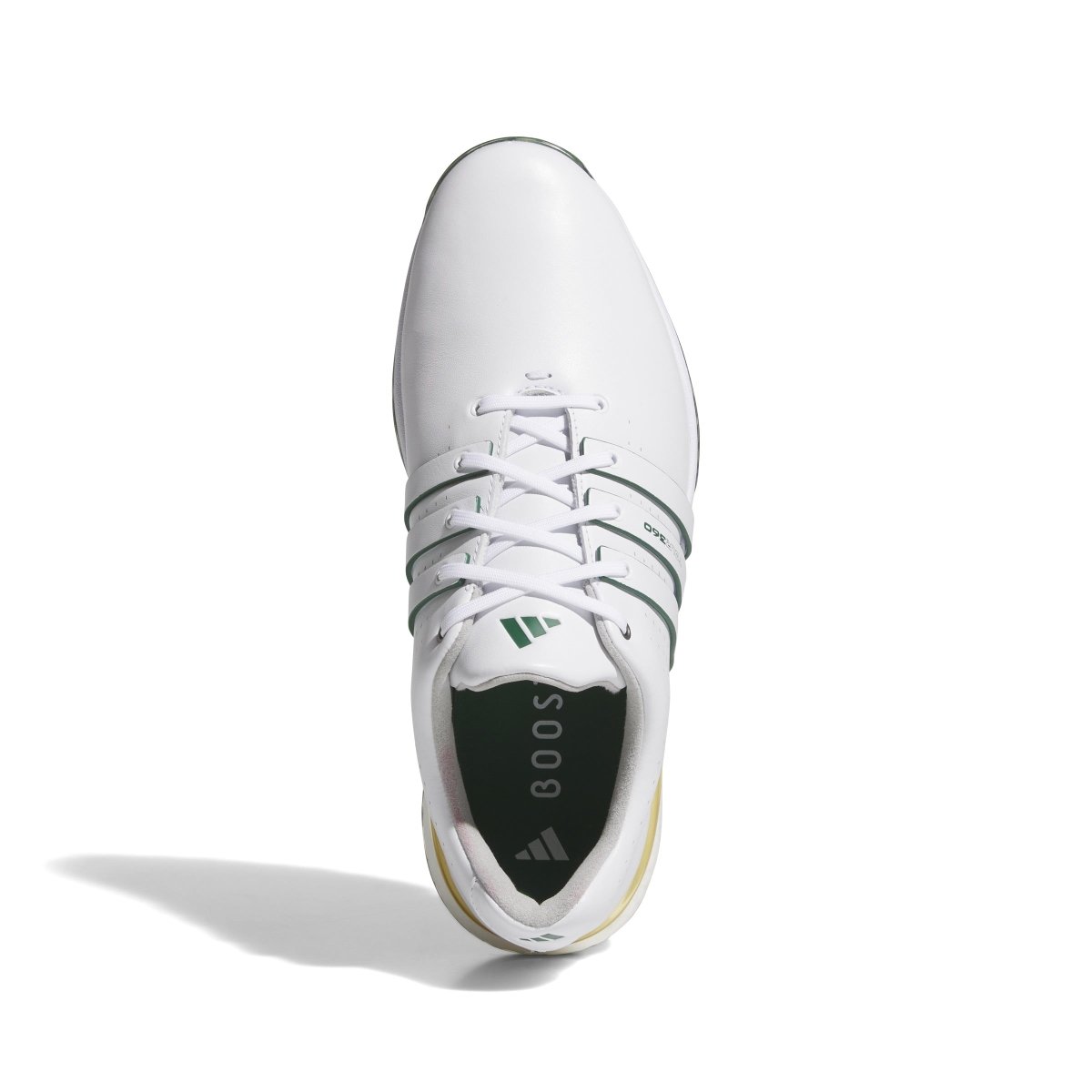 adidas Tour 360 Spiked Golf Shoes - White / Collegiate Green / Yellow - adidas