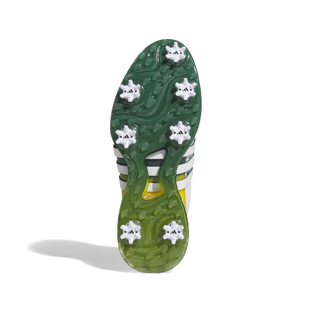adidas Tour 360 Spiked Golf Shoes - White / Collegiate Green / Yellow - adidas