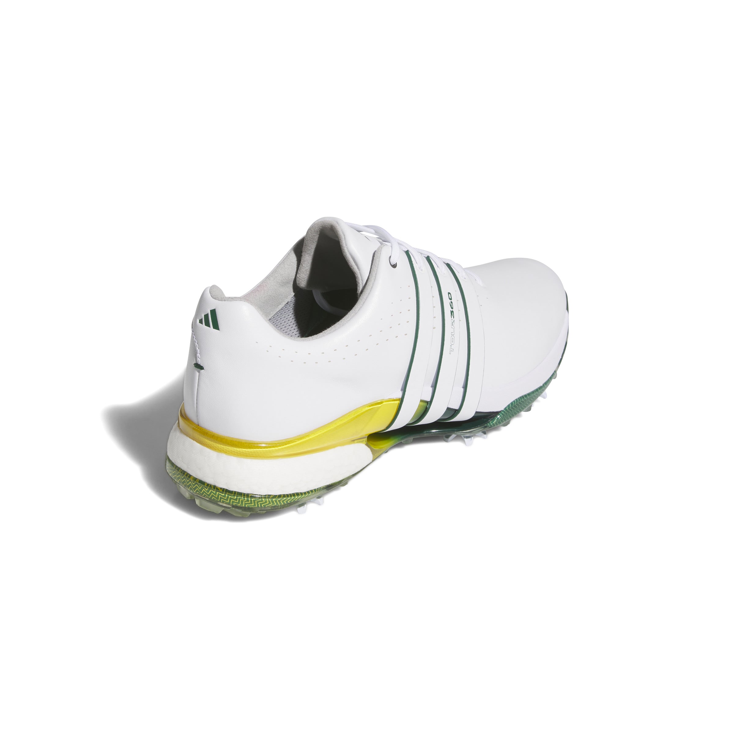 adidas Tour 360 Spiked Golf Shoes - White / Collegiate Green / Yellow