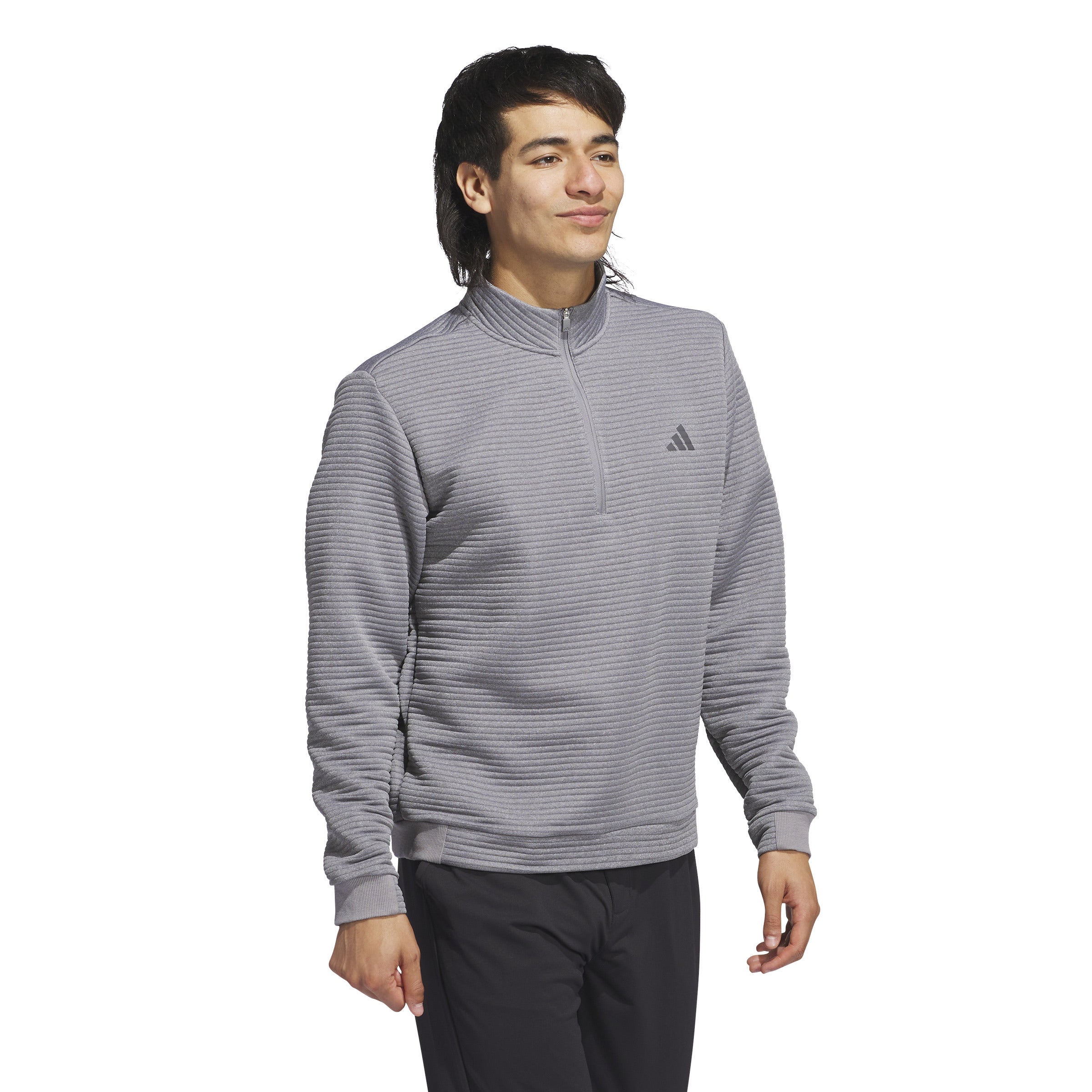 adidas Ultimate365 Dwr Textured Quarter Zip Sweatshirt - Grey Three / White